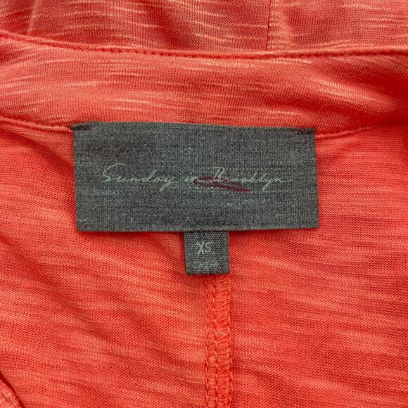 Sunday in Brooklyn 3/4 Sleeve Tie Front Hem Top Hi Lo Coral Orange Size XS - Picture 8 of 8